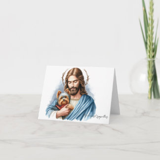 Tarjeta El perro pierde simpatía-Jesús con Yorkie