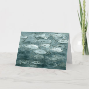Tarjeta El pescado del feliz cumpleaños valora la acuarela