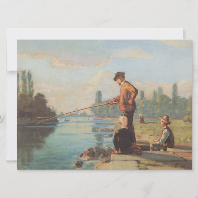Tarjeta El pescador (pesca al aire libre) (enredo) (río) (Anverso)