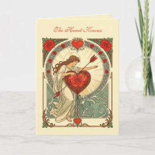 Tarjeta El peso del amor Arte vintage romántico Art Nouvea