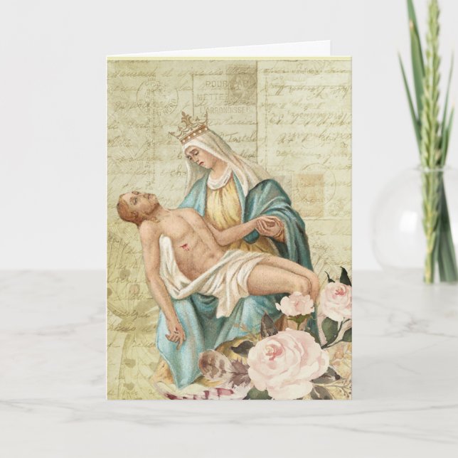 Tarjeta El Pieta Maria y cristiano religioso de Jesús (Anverso)