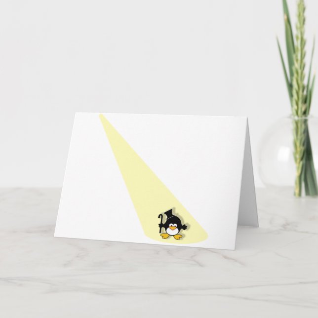 Tarjeta El pingüino en el centro de atención (Anverso)
