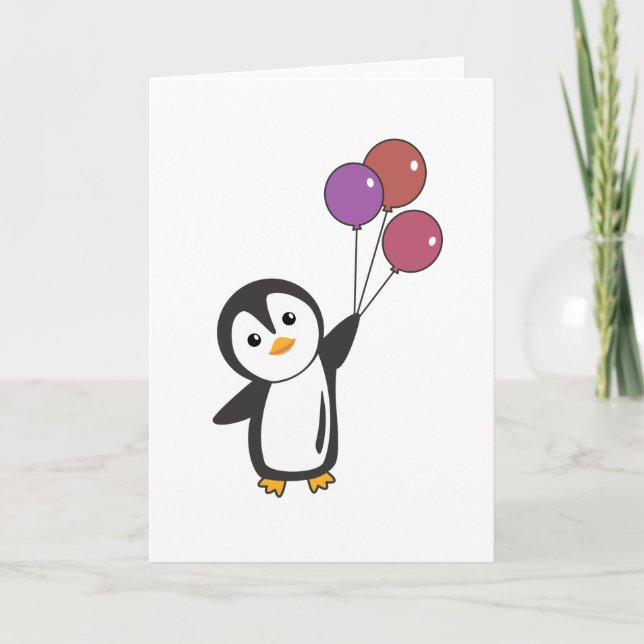 Tarjeta El Pingüino Fundido Se Sube A Los Globos (Anverso)