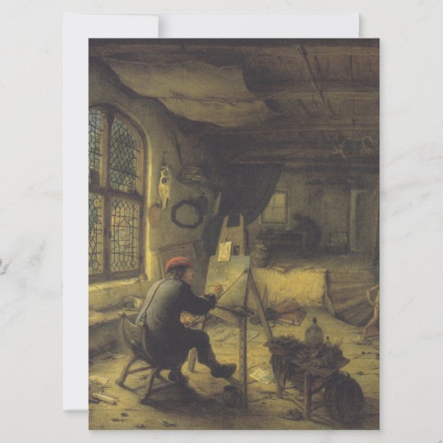 Tarjeta El pintor en su taller (estudio de artista) (Anverso)