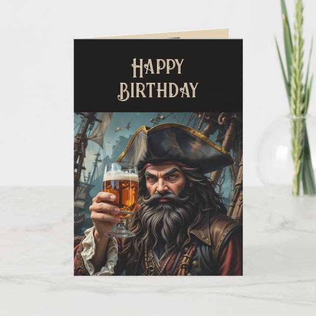 Tarjeta El pirata de cumpleaños que levantó la mirada con  (Anverso)
