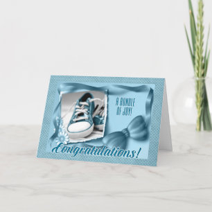 Tarjeta El Polka azul bebé hace felicitaciones a los nuevo