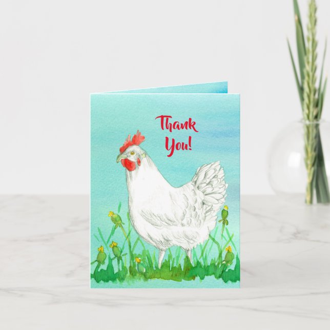 Tarjeta El pollo de la Leghorn blanca le agradece (Anverso)