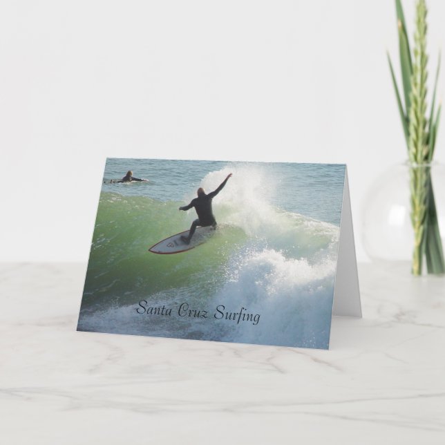 Tarjeta El practicar surf de Santa Cruz (Anverso)