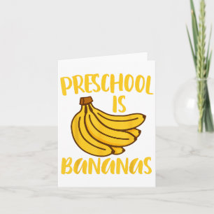 Tarjeta El Preescolar Es Un Profesor De Bananas Enseñando