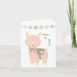 Tarjeta El primer cumpleaños del bebé en la Alpaca