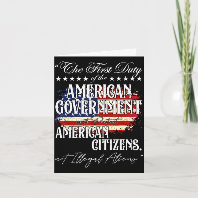 Tarjeta El primer deber del gobierno americano es (Anverso)