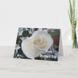 Tarjeta El primer Día de la Madre para la Hija - Rosa Blan