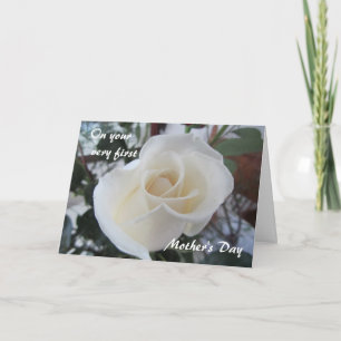 Tarjeta El primer Día de la Madre para la Hija - Rosa Blan