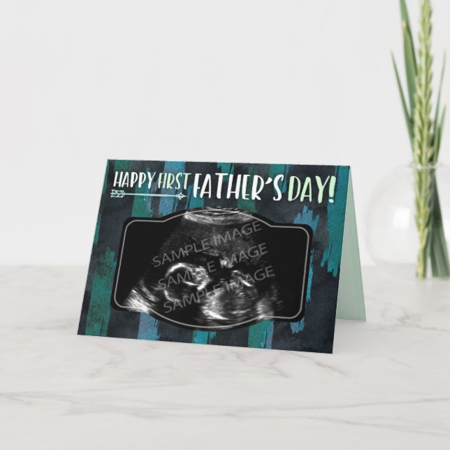 Tarjeta El primer día de padre feliz - foto de encargo del (Anverso)
