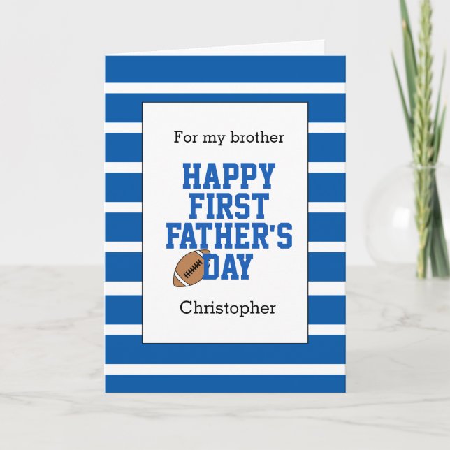 Tarjeta El primer día del padre del hermano de fútbol azul (Anverso)