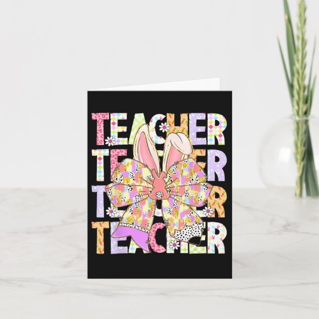 Tarjeta El profesor Bunny Coquette Bow Pencil Bunny Easter (Anverso)