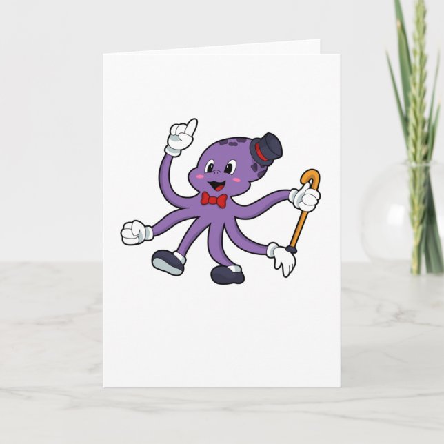 Tarjeta El pulpo como mago con Gorra (Anverso)