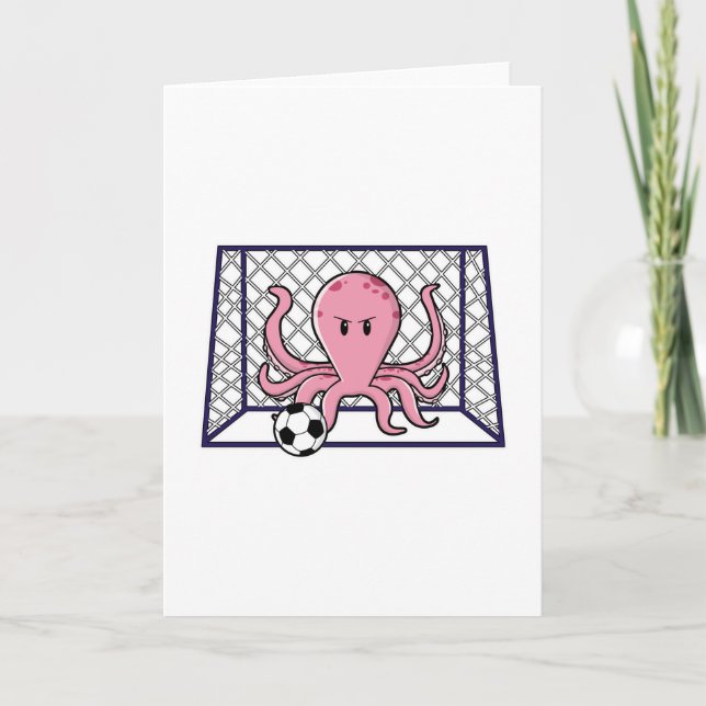 Tarjeta El pulpo como portero con pelota de fútbol (Anverso)