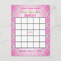 Tarjeta el | Quatrefoil rosado del bingo