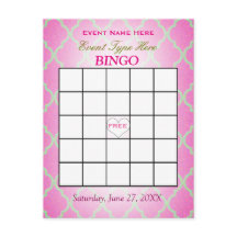 Tarjeta el | Quatrefoil rosado del bingo