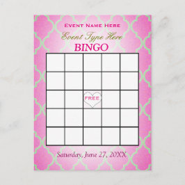 Tarjeta el | Quatrefoil rosado del bingo