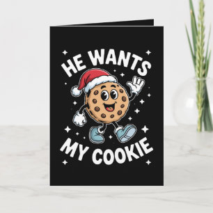 Tarjeta Él Quiere Mi Gorro De Santa De Navidad Galleta Pos