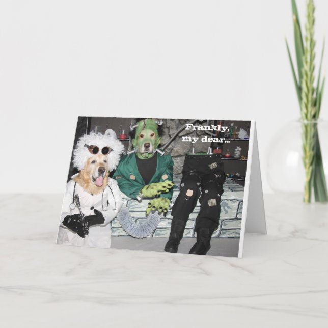 Tarjeta El recuperador de oro Frankenstein Lab Halloween (Anverso)