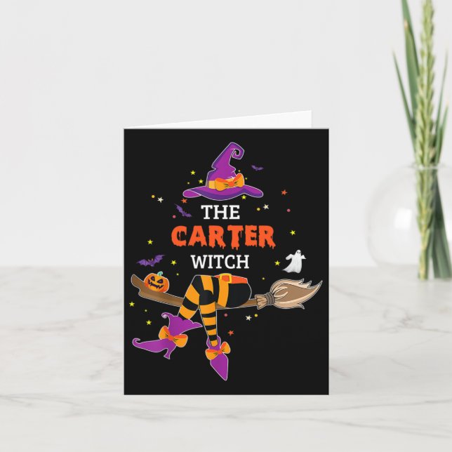 Tarjeta El regalo de Halloween de la bruja de Carter (Anverso)