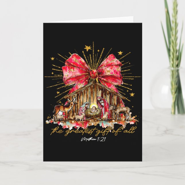 Tarjeta El regalo más grande de todos Pesebre Cristiano  (Anverso)