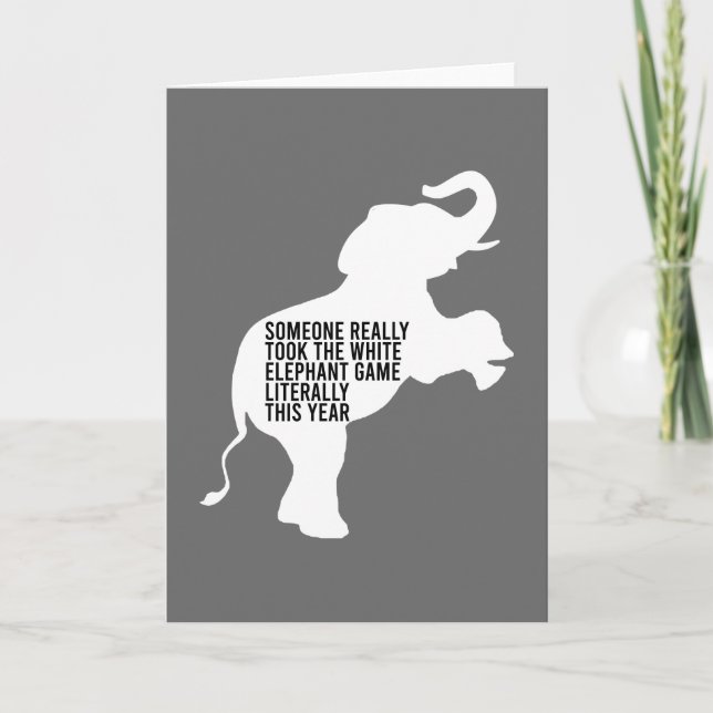 Tarjeta El regalo para elefantes blancos más divertido (Anverso)