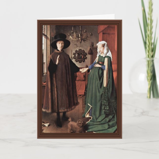 Tarjeta El retrato de Arnolfini la boda de Arnolfini por J (Anverso)