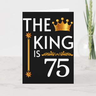 Tarjeta El Rey Cumple 75 Corona Divertida Fiesta de Cumple
