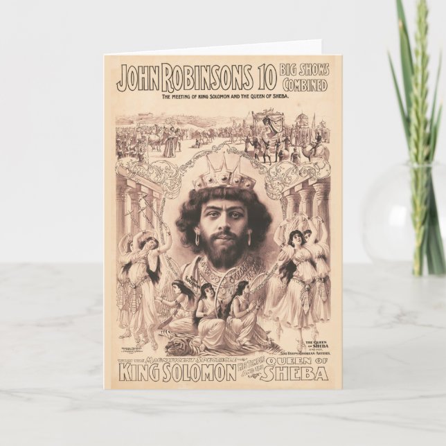Tarjeta El Rey Salomón Rodeado De Chicas Bailarines (Anverso)