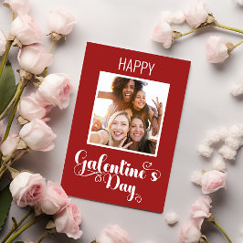 Tarjeta El rojo feliz de Galentine con una foto diseñada p
