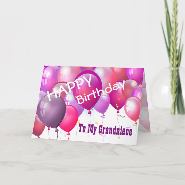 Tarjeta El rosa del feliz cumpleaños hincha a la RESOBRINA (Anverso)