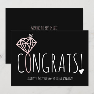 Tarjeta El rosa moderno de los diamantes de oro congrata e
