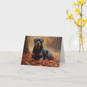 Tarjeta El rottweiler en otoño se inspira en la caída de l