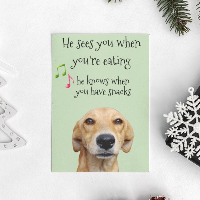 Tarjeta Él sabe Cuando tienes Snacks Perro Navidad (Subido por el creador)