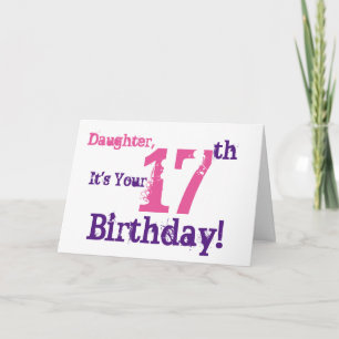 Tarjeta El saludo de cumpleaños 17 de la hija en morado, r