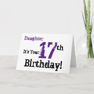 Tarjeta El saludo de cumpleaños 17 de la hija en negro, mo