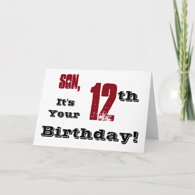 Tarjeta El saludo de cumpleaños número 12 de su hijo en ne (Anverso)