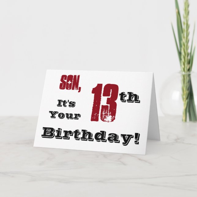 Tarjeta El saludo de cumpleaños número 13 de su hijo en ne (Anverso)
