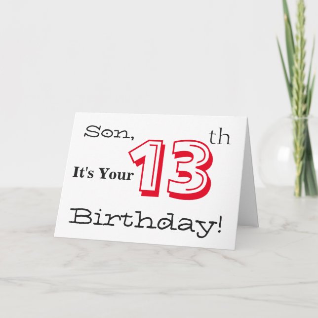 Tarjeta El saludo de cumpleaños número 13 de su hijo en ro (Anverso)