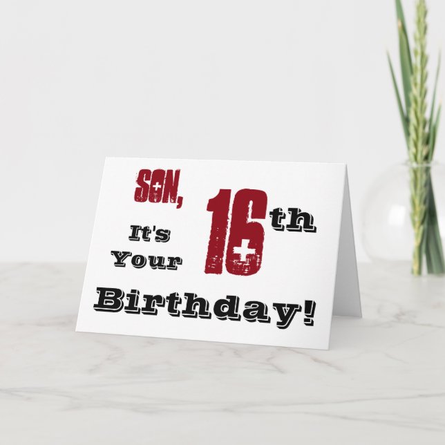 Tarjeta El saludo de cumpleaños número 16 de su hijo en ne (Anverso)
