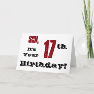Tarjeta El saludo de cumpleaños número 17 de su hijo en ne