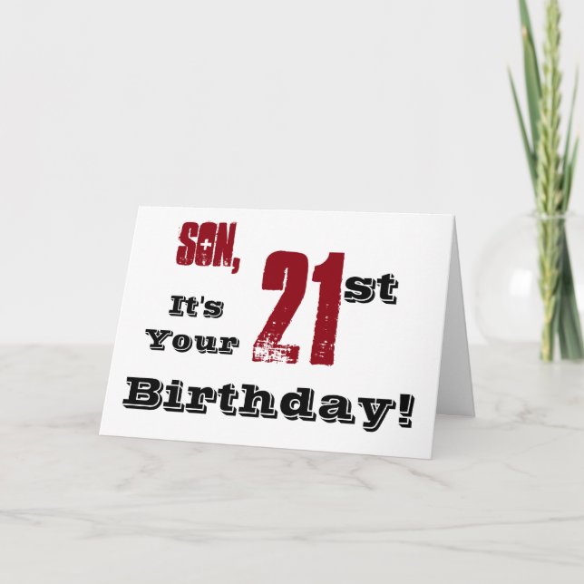 Tarjeta El saludo de cumpleaños número 21 de su hijo en ne (Anverso)