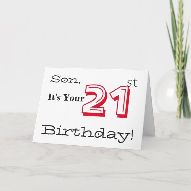 Tarjeta El saludo de cumpleaños número 21 de su hijo en ro (Anverso)
