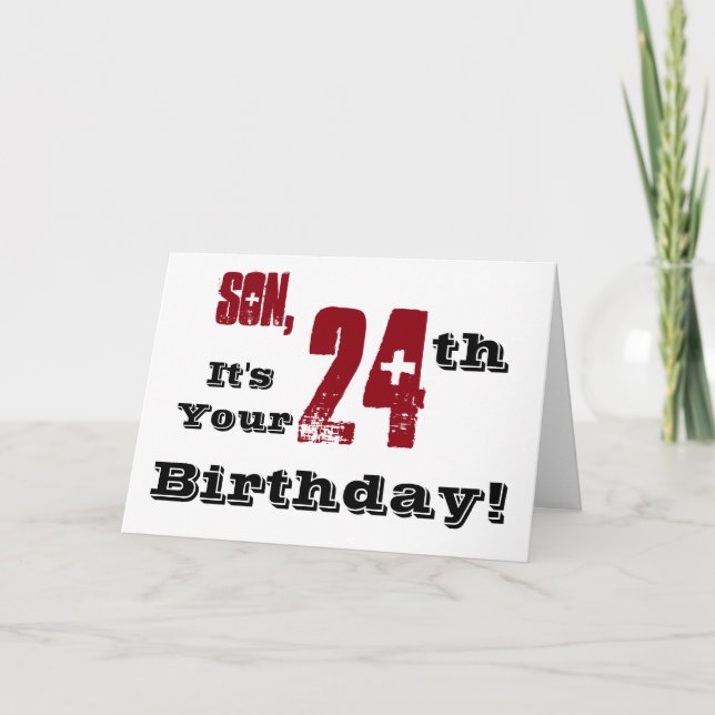 Tarjeta El saludo de cumpleaños número 24 de su hijo en ne (Anverso)