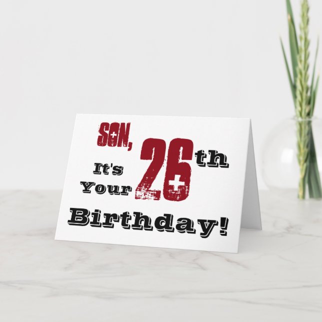 Tarjeta El saludo de cumpleaños número 26 de su hijo en ne (Anverso)