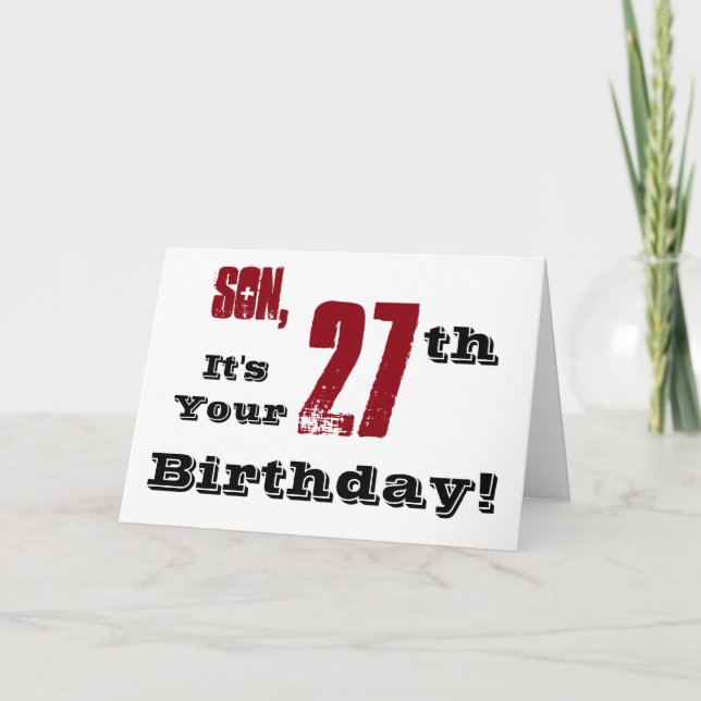 Tarjeta El saludo de cumpleaños número 27 de su hijo en ne (Anverso)